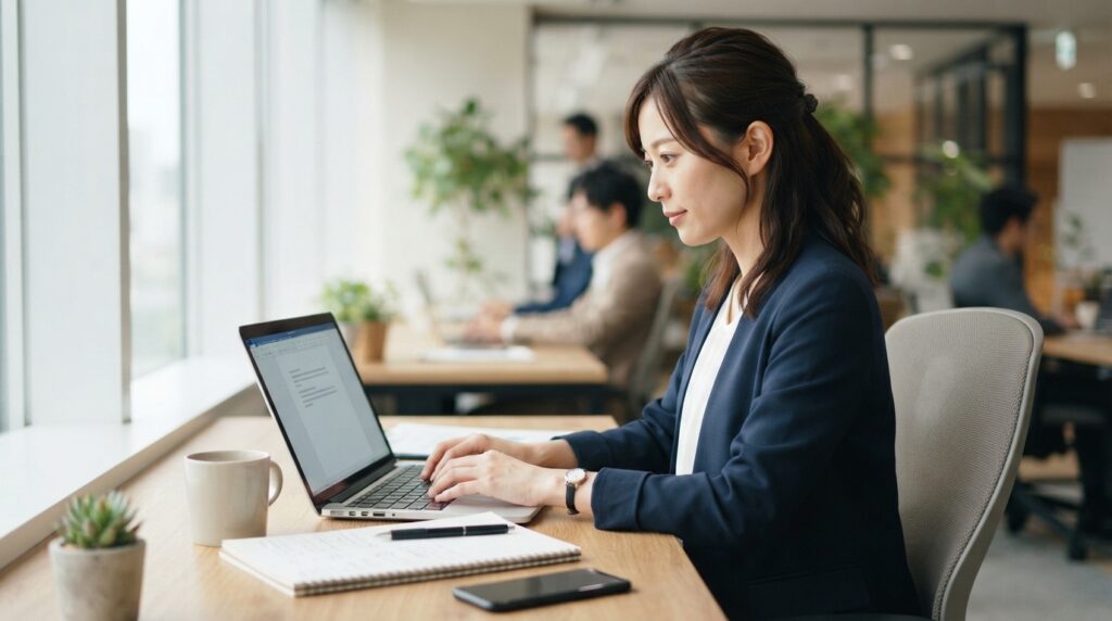 求人原稿を作成する日本人の採用担当者