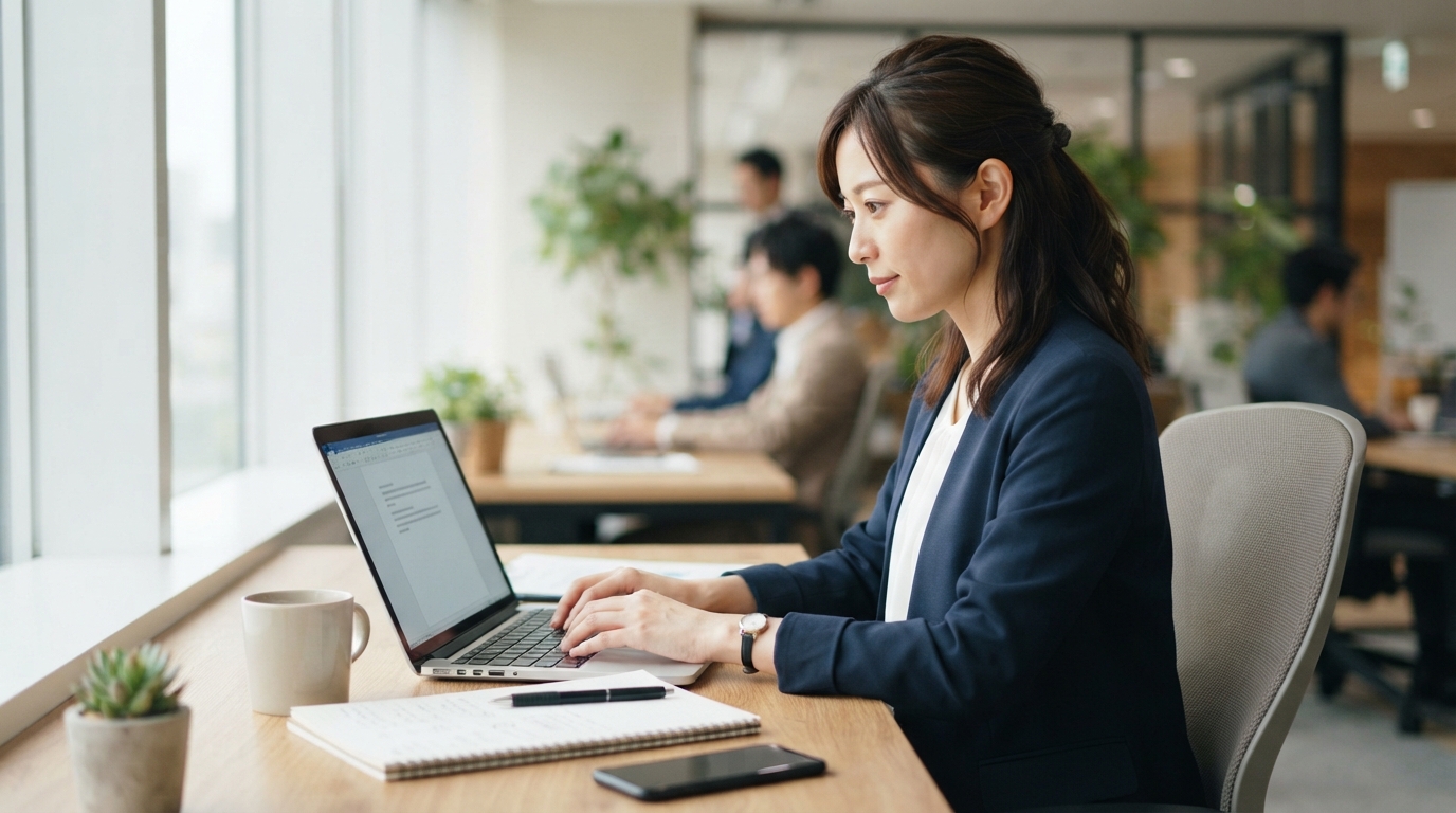 求人原稿を作成する日本人の採用担当者